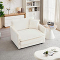 mikibama 41.4 Inch Single Seat Sofa Chenille Comfy Deep Upholstered Couch Armchair with Toss Pillow for Living Room Bedroom Office Apartment Beige