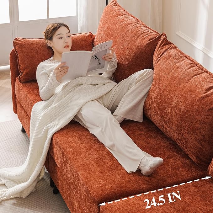 135'' Modular Sectional Sofa with All Seats StorageOversized 4-Seater Comfy Cloud Couches with Deep SeatBig Couch for Living RoomBedroomVeletOrange