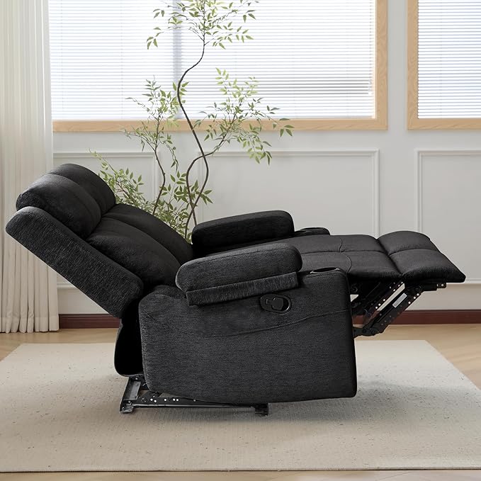 55 Loveseat Recliner Sofa with Cup Holders Manual Double Reclining Couch in Chenille Fabric Wide Seat &amp Side Pockets for Living Room Small Spaces Apartment and RV