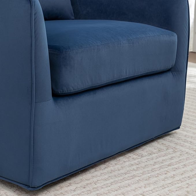 MINCETA Accent Chairs Set of 2 360° Swivel Barrel Chair with High Density Foam Oversized Reading Chair with Performance Fabric Upholstered Armchair for Living Room Bedroom Apartment Navy Blue