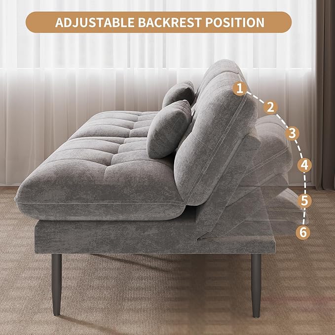 Single Supplementary Unit of The Convertible Module can be Matched with 70 inch Convertible Futon Sofa Bed Used for DIY a Larger Sofa. Grey
