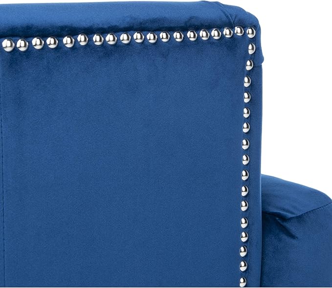 Safavieh Home Colin Navy Velvet and Espresso Tufted Club Chair