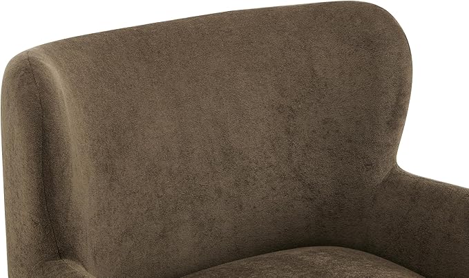 Christopher Knight Home Auden Wingback Accent Chair Fabric Club Chair Velvet Upholstered Armchair Curved Backrest Single Sofa Soft Cushion Seating Reading Lounge Chair for Living Room Brown