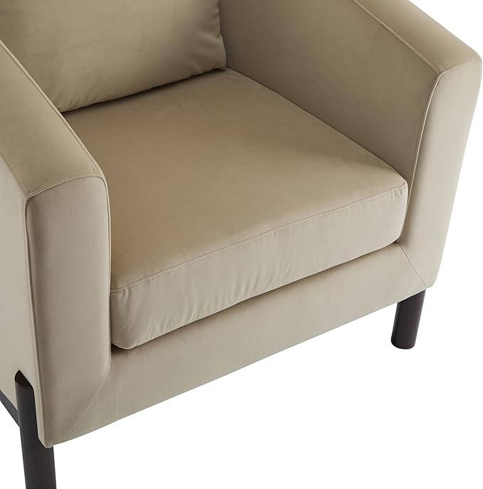 Christopher Knight Home Upholstered Club Chair Comft Accent Chair Soft Armchair Reading Single Sofa with Wood Legs Barrel Lounge Chair for Living Room Bedroom Home Rest 33.5 x33.5x31.5 Camel
