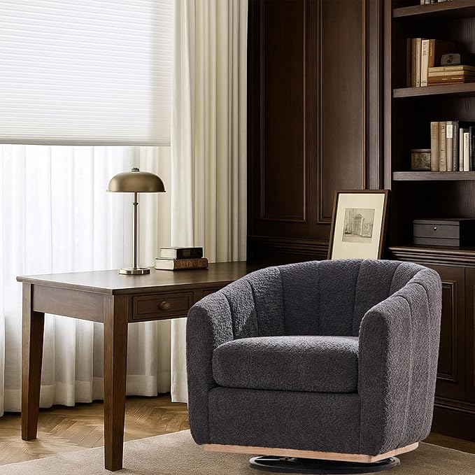 Mlmh &amp Kngwa Swivel Accent Chair Set of 2 Chenille Upholstered Swivel Barrel Chairs 360 Degree Reading Chair Single Sofa for Living Room Bedroom Charcoal