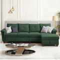 4-Seat Sectional Couches for Living Room Bedroom Office L Shape Convertible Sectional Sofa Couch with Ottoman and Cup Holders Green