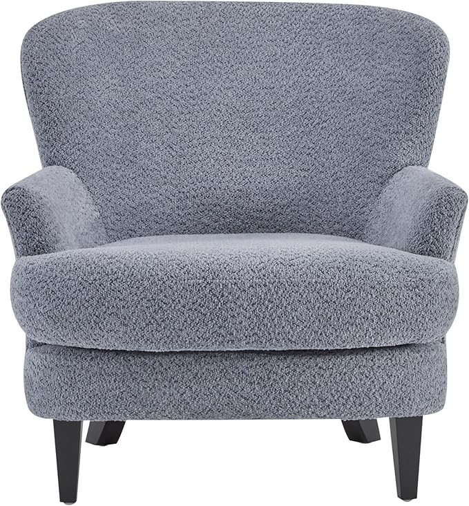Christopher Knight Home Winnie Boucle Upholstered Wingback Accent Chair and Ottoman Footrest Living Room Lounge Chair and Ottoman Set Bedroom Comfy Reading Chair with Footrest Stool Dusty Blue