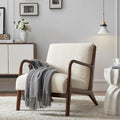 SILKIR Mid-Century Modern Accent Chair with Cushions Living Room Chair with Solid Wood Frame Lounge Chair Chair for Living Room Office Bedroom Lambswool White