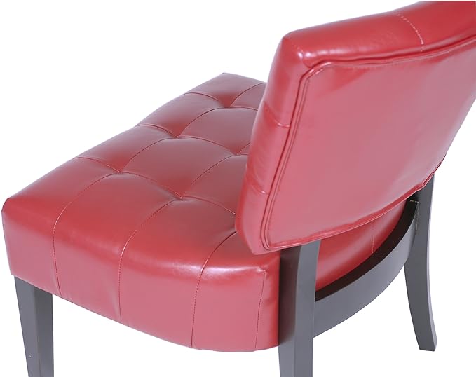 Roundhill Furniture Blended Leather Tufted Accent Chair with Oversized Seating Red
