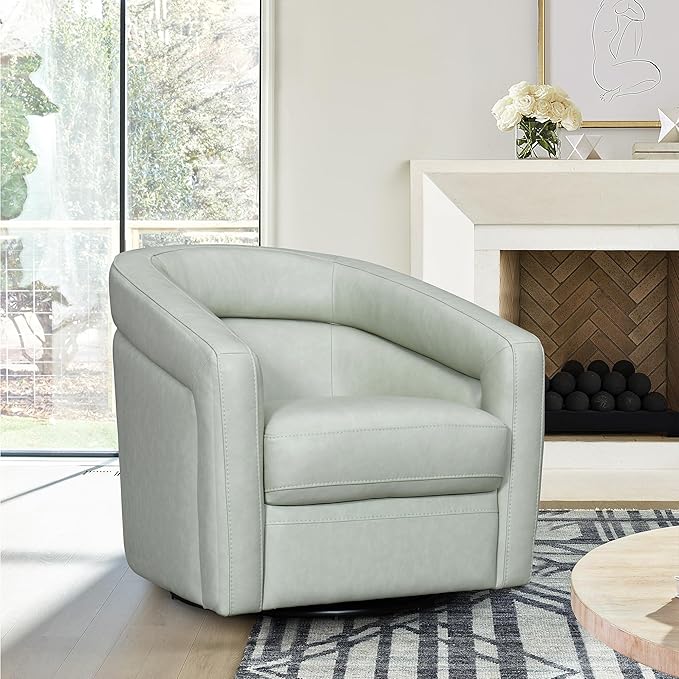 Armen Living Desi Mint Leather Swivel Accent Chair