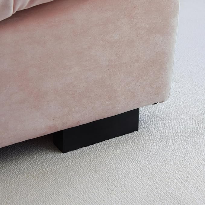105 Comfy Cloud Sectional Couch 3 Seats Larger Sofa with 2 Pillows Minimalist Couch Modern Couches for Living Room Apartment Bedroom Office Pink