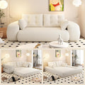 78.7 Convertible Sofa Bed 3-in-1 Folding Floor Couch with 4 Pillows Sleeper Sofa for Living Room and Guest Bed No Assembly Required (Beige Teddy Fabric)