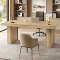 Tribesigns 63 Executive Desk Modern Executive Office Desk with Thickened Desktop and Heavy-Duty Legs Wood Writing Workstation Study Table Conference Table for Office Natural