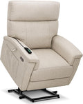 MCombo Power Lift Recliner Chair with Massage and Dual Heating Adjustable Headrest Extended Footrest for Elderly People Fabric R7605 (Beige)