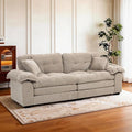 Modern 84 Chenille Loveseat Sofa Ultra-Comfy Upholstered Couch with 2 Pillows for Apartment Living Room Bedroom or Home Office (Oatmeal)