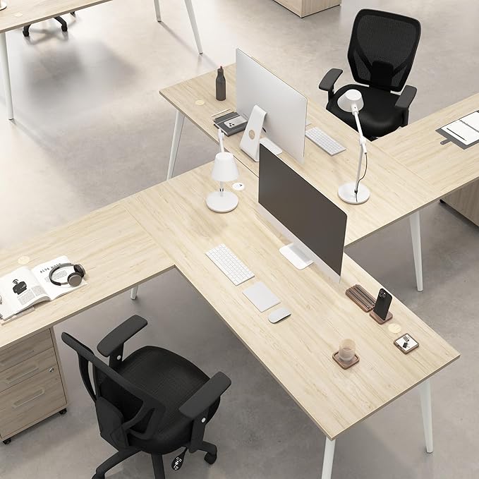 Bush Business Furniture Computer Desk 48 Inch Gaming Table for Home Office Commercial-Grade with Splayed Metal Legs Vista Collection Modern Beige/White