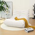 High-end Togo Bean Bag Chair Fireside Chair with Pure White Jacquard Fabric Cover Comfy &amp Soft Lazy Floor Lounge Sofa for Bedroom Living Room Office or Salon