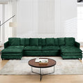 108’’ Modular Sectional Sofa with Sleeper Comfy Cloud Couch L Shaped Chenille Couch with Thick Cushions &amp Movable Ottoman for Living Room Bedroom (Green 143.31- U Shape Sofa)