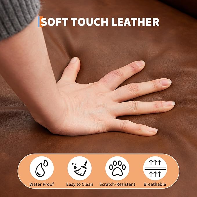 Garvee 75.5 Convertible Futon Sofa Bed PU Leather Upholstered Futon Couch with Strong Legs Mid Century Modern Sleeper Sofa Comfy Loveseat for Living Room Bedroom Dorm Brown