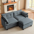 Modular Sectional Sofa 76.5 L-Shaped Corduroy Comfy Sectional Couches for Living Room 2-Seater Cloud Couches with 1 Movable Ottoman Flexible Combination Modern Deep Seat Sofa (Grey)