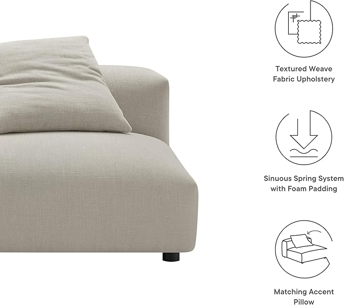 Modway Solace Sofas Oversized Linen