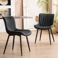 YOUNUOKE Black Dining Chairs Set of 2 Faux Leather Upholstered Kitchen &amp Dining Room Chairs with Back Mid Century Modern Minimalist Accent Chair Armless for Guest Reception Waiting Living Room