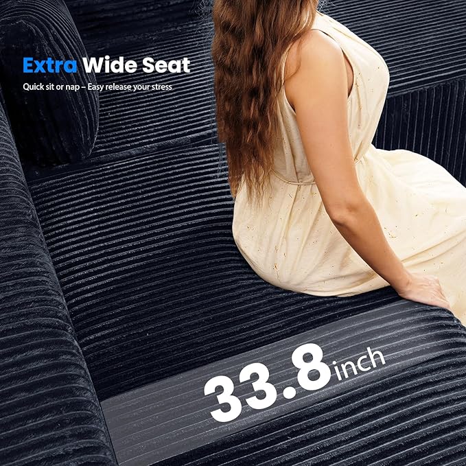 141’’ Cloud Sectional Couch with High Backrest Convertible U-Shaped Modular Sectional Sofa with Deep Seat Soft Corduroy Upholstery Boneless Couches Comfortable for Living Room Bedroom