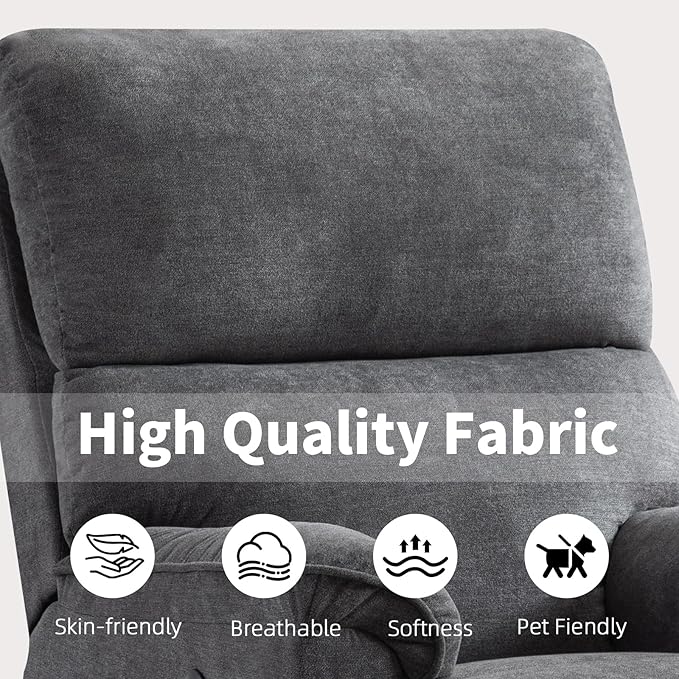 Power Recliner Chair for Adults with USB Port Breathable Fabric Electric Recliners with High Back Single Overstuffed Heavy Duty Reclining Sofa for Small Spaces Living Room Bedroom