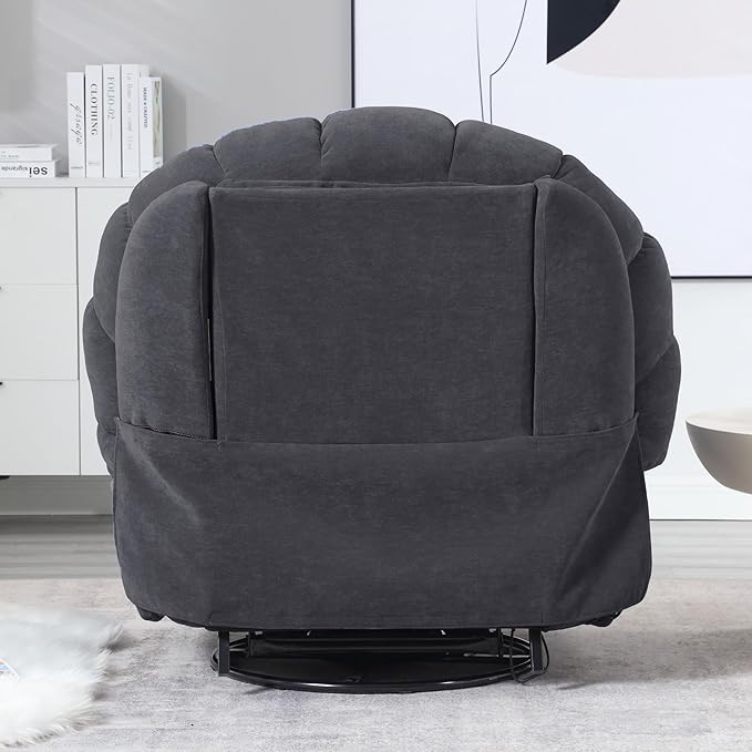 Power Recliner Chair Swivel Comfortable Soft Fabric Shell Shape with Storage 360 Swivel Electric Big Tall Single Reclining Sofa for Adults Living Room Bedroom(Gray)