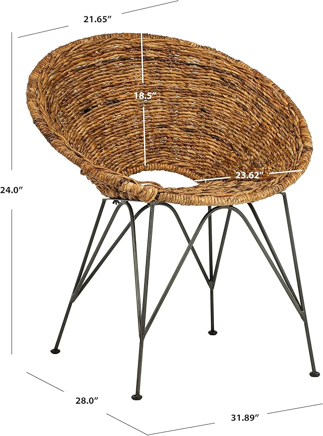 Safavieh Home Sierra Coastal Natural Rattan and Dark Steel Round Accent Chair