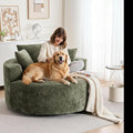 Green 55 Oversized Swivel Accent Chair Round Barrel Chair with 360° Rotation Chenille Upholstered Deep Seat Lounge Sofa Modern Comfy Single Sofa for Living Room Bedroom Office (Green)