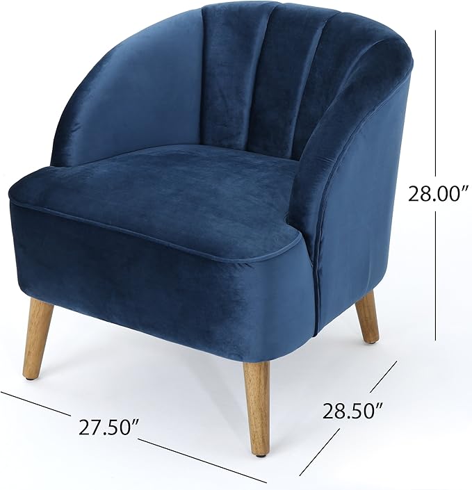 Christopher Knight Home Amaia Modern Velvet Club Chair Cobalt / Walnut
