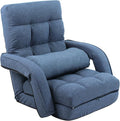 FLOGUOR 42-Position Adjustable Floor Chair Chaise Lounge Indoor Folding Lazy Sofa with Armrests and a Pillow Padded Adults Gaming Chairs for Living Room Bedroom Factory Price 8803XM (Blue)