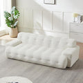 KEIKI 87.4 Cloud Couch Oversized 3 Seat Sofa with Button-Tufted Square Arm Deep Seat Chenille Seat for Living Room Guest Bedroom No Assembly Required White