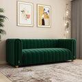 Green Velvet Couch Sofa Loveseat 81.3 Wide Mid Century Modern Couch Small Spaces Love Seat Tufted Chesterfield Velvet Sofa Futon with Gold Leg Comfy 3 Seat Extra Deep Sofas Couches for Living Room