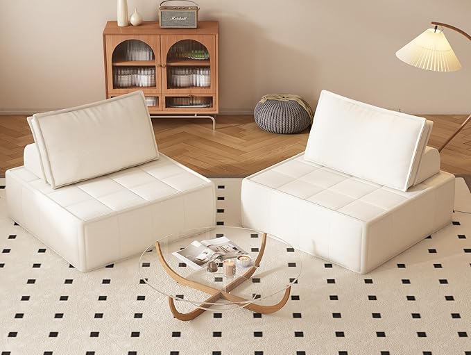 PurrJoys Modular Sectional Loveseat 2-Piece Deep Seat Corduroy Lounge Sofa with Movable Cushions Small Loveseat Couch for Living Room Bedroom Apartment