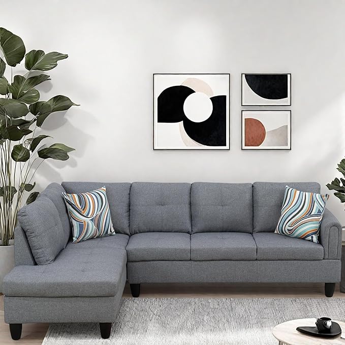 L Shaped Couch Modular Sectional Sofa with Chaise Modern Modular Sofas Furniture Sofa Couches for Living Room/Apartment/Office/Bedroom Light Grey