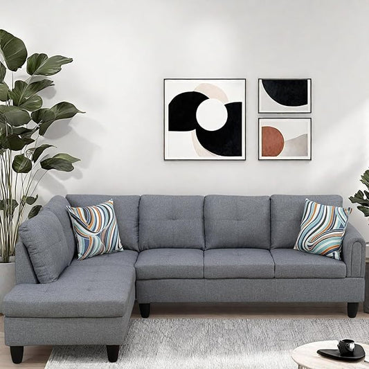 L Shaped Couch Modular Sectional Sofa with Chaise Modern Modular Sofas Furniture Sofa Couches for Living Room/Apartment/Office/Bedroom Light Grey
