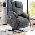 VIVIJASON Power Lift Chair Electric Recliner for Elderly Heated Vibration Massage Fabric Recliner Chair with 2 Remote Controls Cup Holders Side Pockets &amp USB Ports for Living Room (Grey)