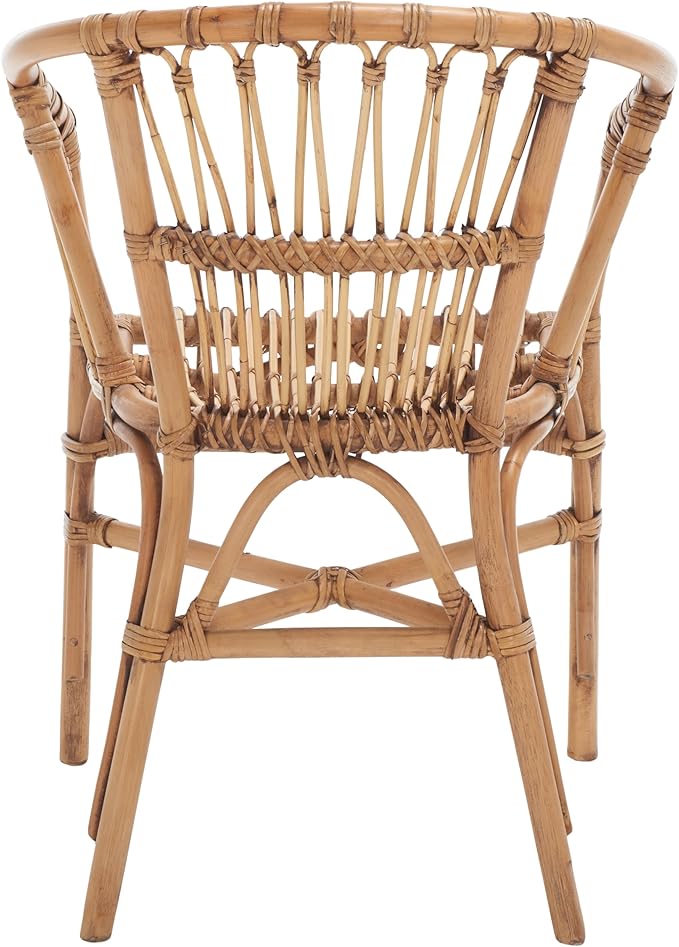 Safavieh Home Adriana Coastal Honey Brown Wash Rattan (Set of 2) Accent Chair (ACH6505C-SET2)