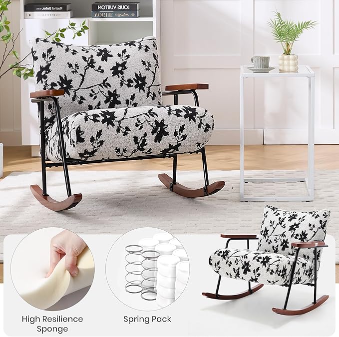 Modern Accent Chair Arm Chair Living Room Rocking Chair Metal e