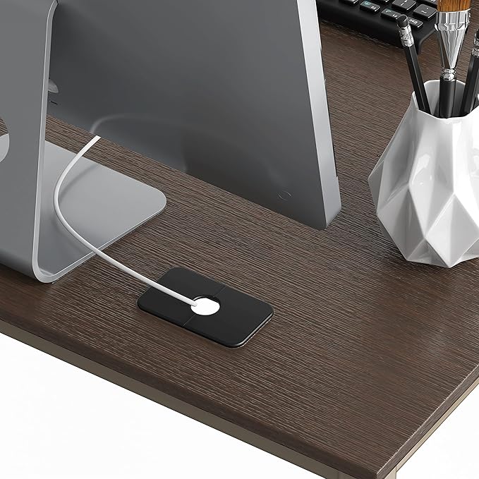 SHW Mission 55 x 60 Inches L-Shape Home Office Computer Desk Espresso