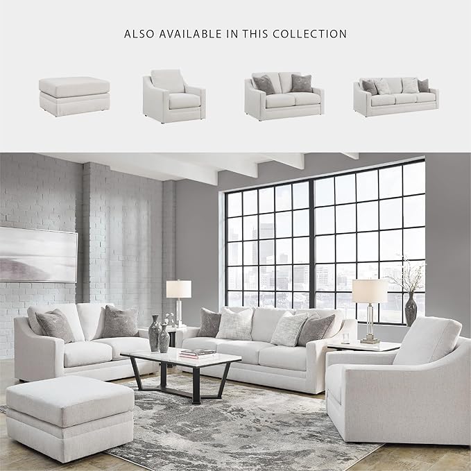 Signature Design by Ashley Maitelynn Contemporary Sofa with Accent Pillows Reversible Cushions and Sloped Arms Light Gray