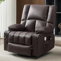 Oversized Recliner Chairs for Adults 270° Swivel Rocker Recliner with Heat and Massage Lazy Boy ReclinerRecliner Chairs Single Sofa Seat with Cup Holders (DarkbrownElectric)