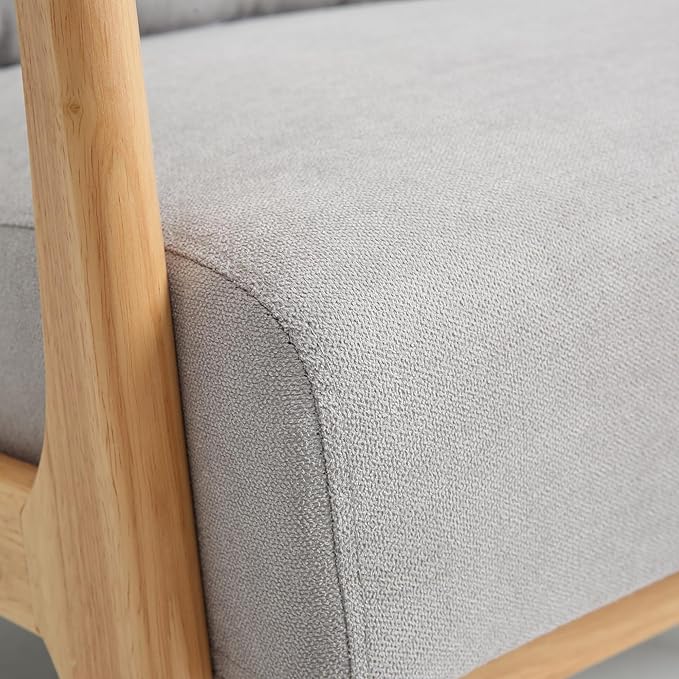Mid Century Modern Accent Chair with Wood Frame Upholstered Living Room Chairs Reading Armchair for Bedroom