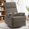 Swivel Rocking Recliner with Massage Small Glider Chair for Nursery Modern-Designed Armrests Chair for Adults Living Room Chenille Brown