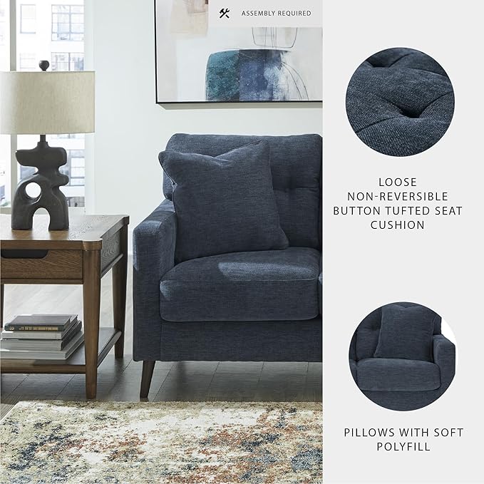 Signature Design by Ashley Bixler Classic Tufted Sofa with Removable Cushions Blue