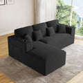 110 Modular Sectional Sofa Cloud Couch Modern Deep Seat Fluffy Corduroy Boneless Couch with Cup Holder Comfy L Shaped Sectional Couches for Living Room Bedroom. (Left Facing Black)