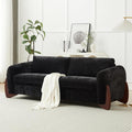 Christopher Knight Home Taki 89 Inches Sofa Couch Cozy Chenille Upholstered 3-Seater Sofa Wood Frame Couches Comfy Home Sofa Living Room and Office Lounge Seating with Armrests Black