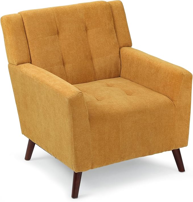 Dining Room ChairLiving Room Armless Chair Modern Design Fabric Armless Contemporary Accent Dining Chairs Sofa with Solid Wood Legs (Yellow)